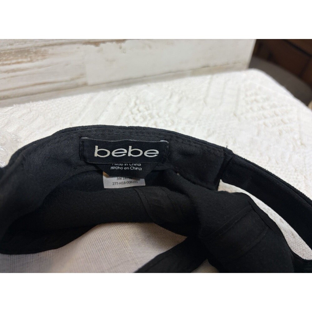 bebe Black Velvet Baseball Cap One Size Women’s Logo Solid Casual Travel - Picture 5 of 8